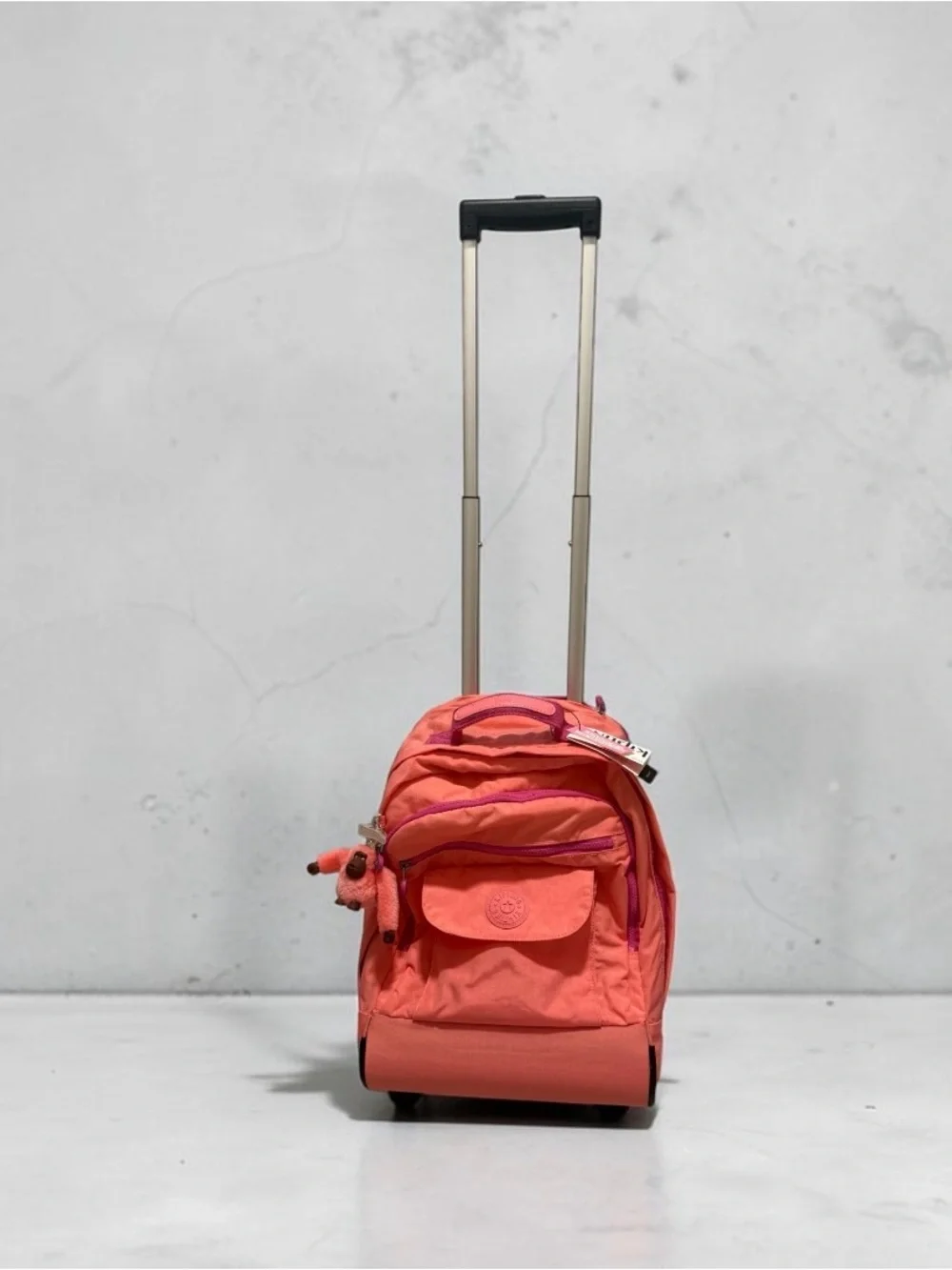 Kipling Sanaa Large Printed Rolling backpack Pink Burst